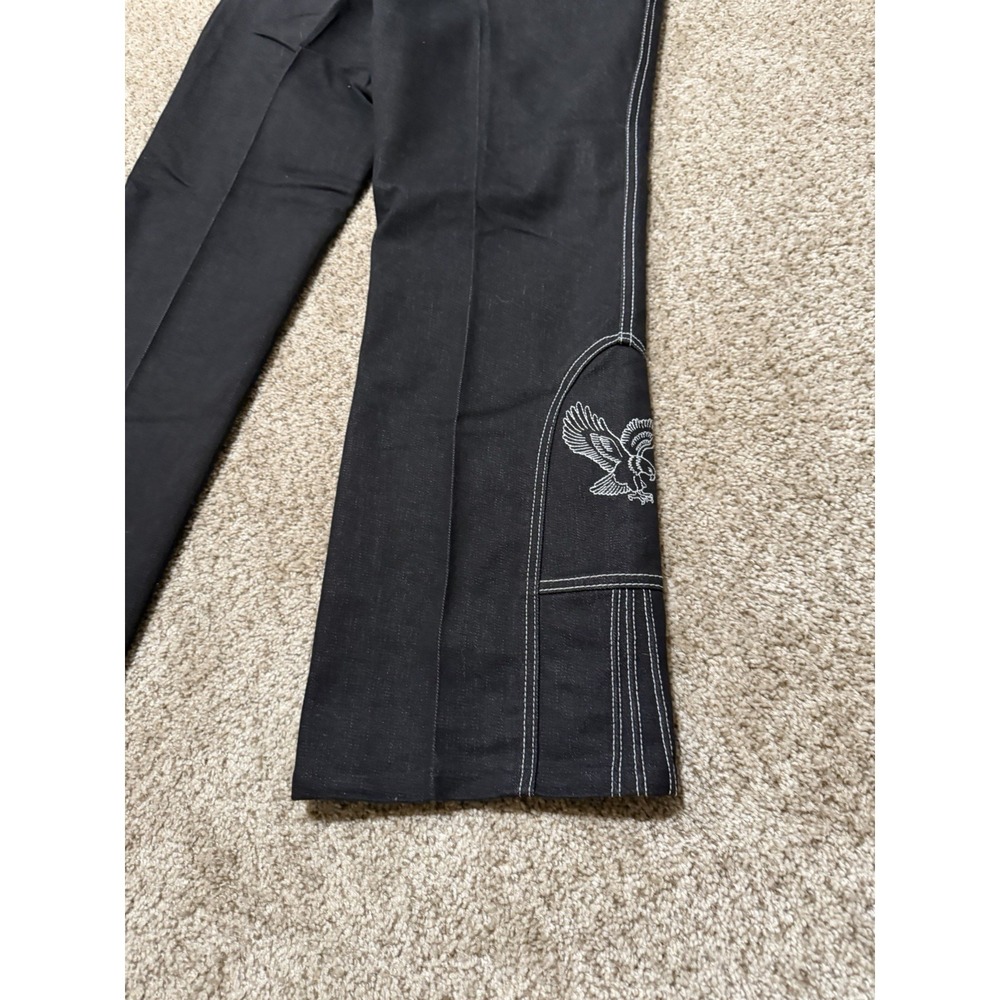 Vintage 80s Sheplers Jeans Mens 36 Black White Bootcut‎ Embriodered Eagle - Picture 4 of 9